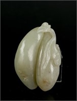 Chinese Hetian White Jade Carved Eggplant Pendant