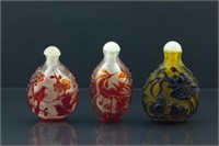 3 Pieces Chinese Peking Glazed Snuff Bottles