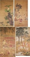 4 PC Assorted Chinese Litho Print Painting Scroll