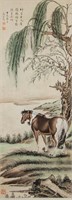 Ma Jin 1900-1970 Chinese Watercolour Paper Scroll