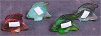 Four Lalique Poisson fish caches or