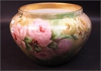 A hand-painted jardiniere with 8" opening
