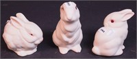 Three Cybis rabbit figurines, 3 1/2" to 5" high