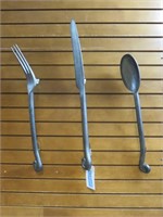 Knife, fork, and spoon