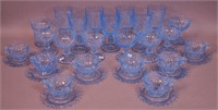 41 pieces of blue Cambridge Caprice glassware