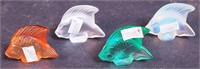 Four Lalique Poisson fish caches or