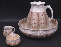 An Art Nouveau pitcher and bowl set: 15" diameter
