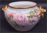 A hand-painted Limoges jardiniere with