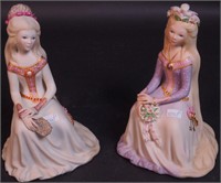 Two Cybis figurines of seated women: one with