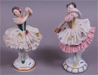 Two Dresden figurines of ballerinas,
