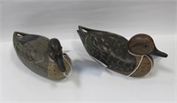 Pair of wooden duck decoys signed H. Mills 1972