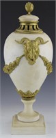 FRENCH BRASS & WHITE MARBLE URN