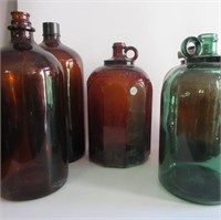 Old Amber and Green Jugs