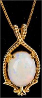 Jewelry 14kt Yellow Gold Opal Stone Necklace