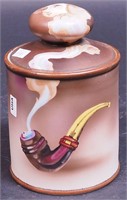 A hand-painted Nippon tobacco jar with pipe