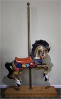 LARGE PAINTED WOOD CAROUSEL HORSE
