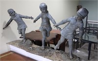 BRONZE CHILDREN LAWN STATUARY