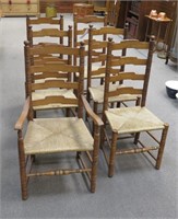 Ladder back chairs with wicker seats (6)