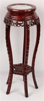 CHINESE MARBLE TOP WOOD PLANT STAND