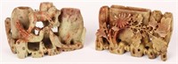 2 CHINESE CARVED SOFTSTONE INKWELLS