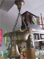 Large Hammered Brass Hanging Light