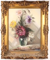 LARGE ROCCA FLORAL STILL LIFE OIL ON CANVAS