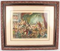ARTHUR SHEPPARD THE FOUL BLOW SIGNED LITHOGRAPH