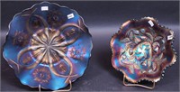 Two amethyst carnival glass bowls: