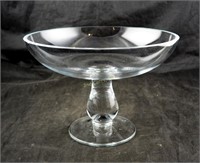 Modern Clear Glass Fruit Bowl Compote 9"