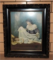 Antique Old World Mother & Sleeping Child Print