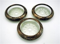 3 Francis M. Whiting Sterling Silver Glass Coaster