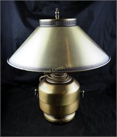 Antique Brass 18" Vintage Lamp W Shade