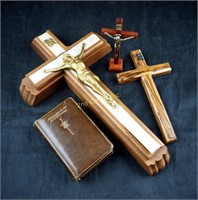 3 Religious Last Rites & Crucifixes W Missals