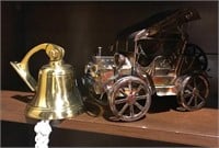 Metal Replica of Antique Car and Ships Bell
