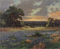 Robert Wood "Untitled (Bluebonnets at sunset)" oil