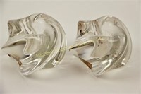 PAIR OF ST LOUIS FRENCH CRYSTAL CANDLE HOLDERS