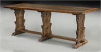 Italian Baroque carved walnut refectory table,
