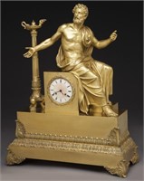 French Empire gilt bronze figural clock