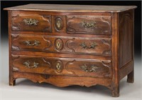 18th C. French walnut serpentine front commode