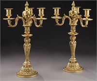 Pr. Empire style gilt bronze candelabra,