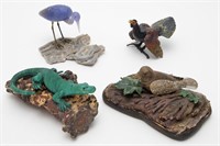 (4) Peter Muller lapidary carvings,