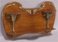 Art Nouveau mahogany and ormolu wall shelf