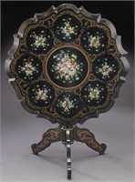 Napoleon III ebonized tilt top table,