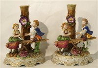 Pair of Austrian Schierholz figural candlesticks