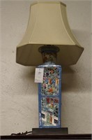 Chinese pierced porcelain lamp with figures