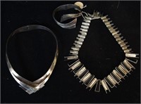 Vintage 950 Silver Mexico Necklace, bands