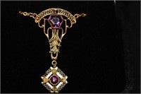 10kt yellow gold 18" Amethyst Antique Necklace