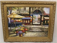 OOC French Street Scene signed 35.5"x47.5" inside