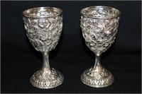 Pair of Sterling Cups Baltimore Rose by Schofield