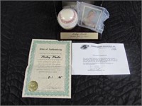 Mickey Mantle Signed Baseball on stand